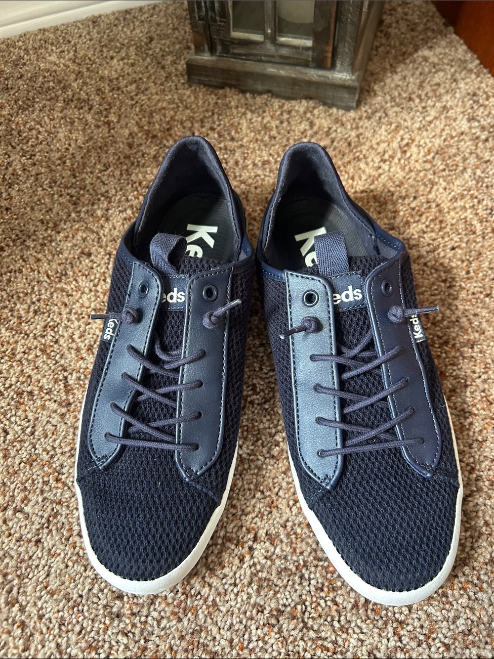 Keds Ladies Navy Mesh Lace-Up Sneakers
